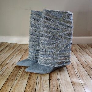 Yoki Blue and Gold Interior Boots Ladies 7.5